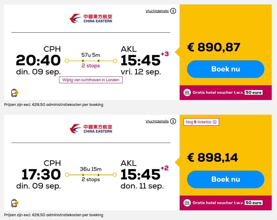 Mooie aanbieding vanaf Kopenhagen naar Auckland voor €890