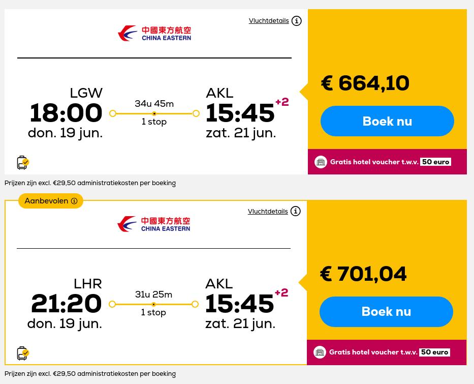 In juni 2025 vlieg je voor €664 van Londen naar Auckland (enkele reis)
