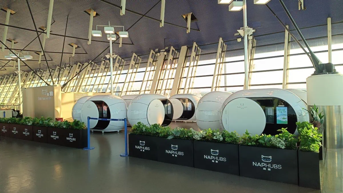 Rijtje met NapHubs om even lekker te kunnen slapen